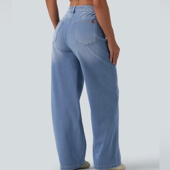 Halara Jean Wide Leg Flex Denim Women's Size Large Tall - Picture 13 of 15